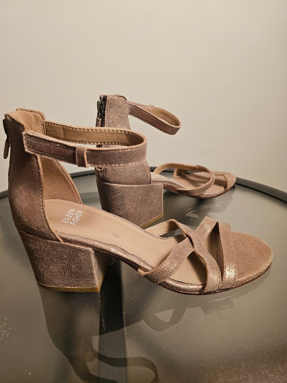 Eileen Fisher Suede Block Heel Sandals